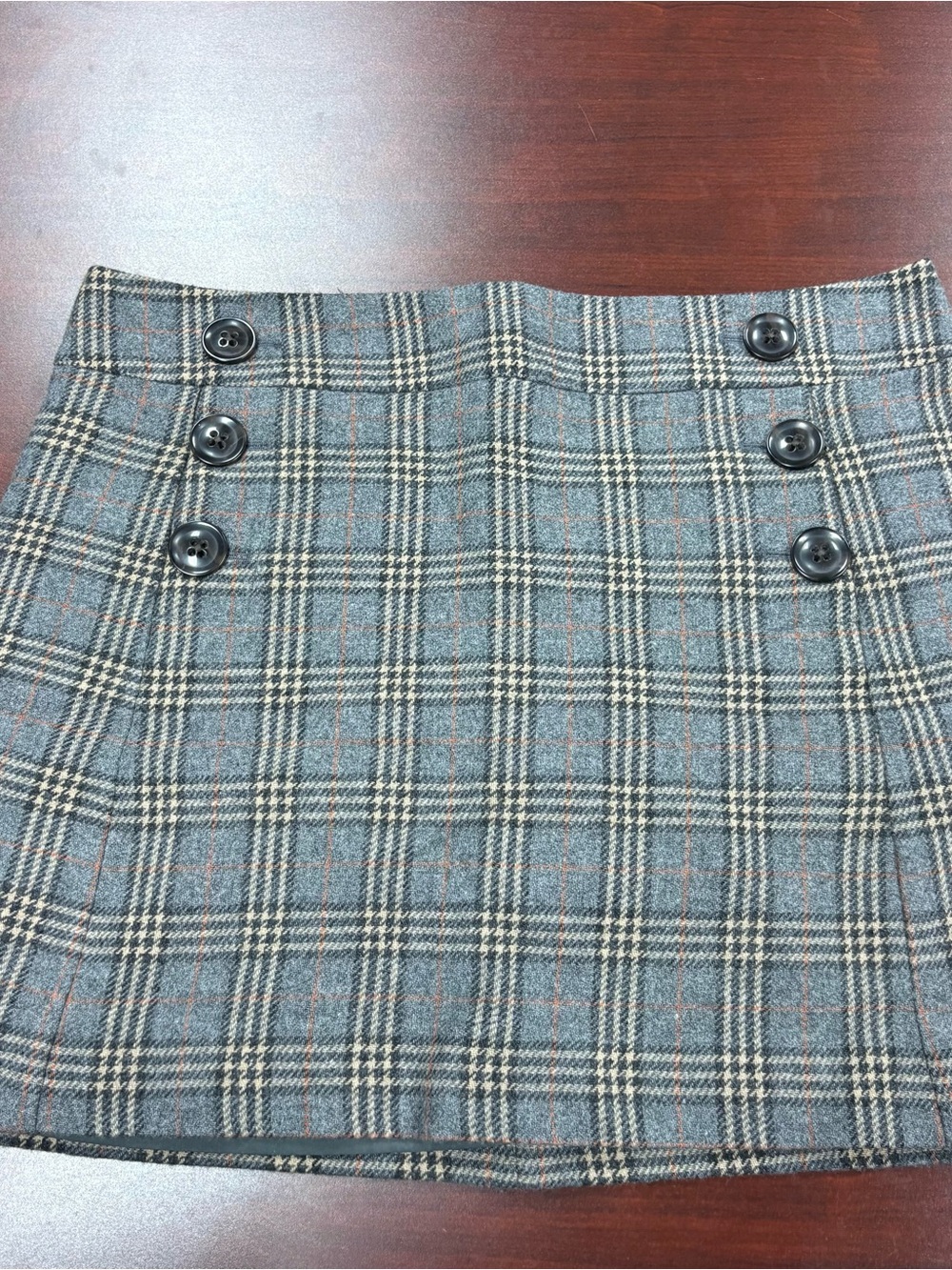 GAP Gray Plaid Button-Front Mini Skirt